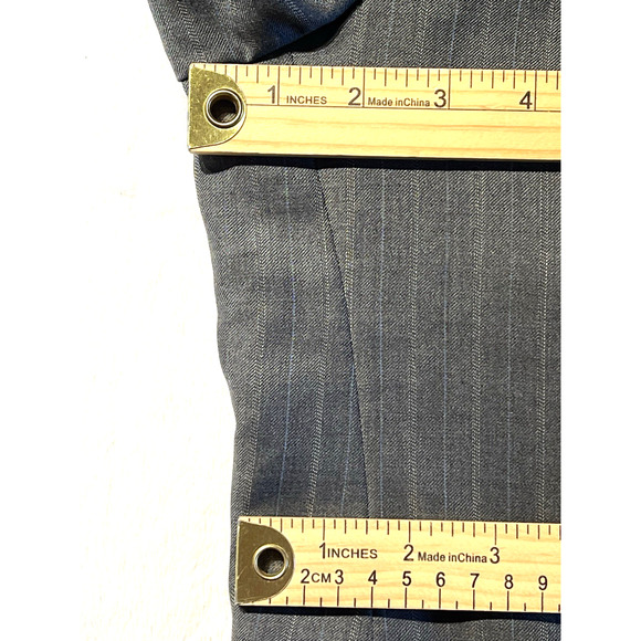 Hickey Freeman 44R 38x27 Gray with Ice Blue Multi-Stripe Quality Suit 3/2 Roll - Picture 10 of 16